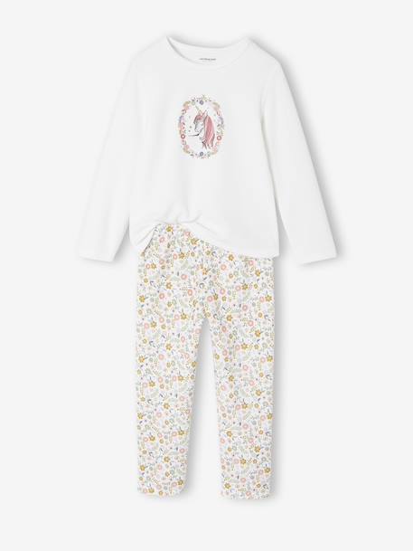 Lot de 2 pyjamas fille velours licorne écru - vertbaudet enfant 