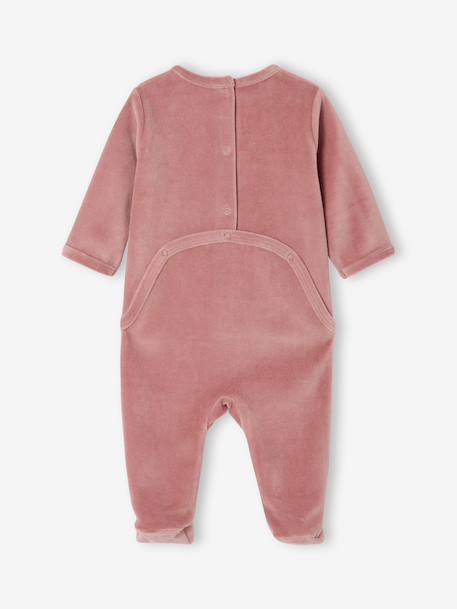 Set van 3 fluwelen babyslaappakjes BASICS cappuccino+kameel+rozen - vertbaudet enfant 