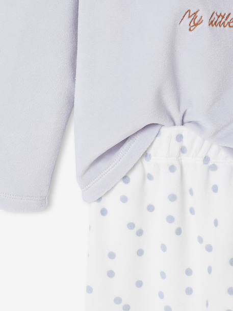 Pyjama  fluweel / velours  voor meisjes Konijn hemelsblauw - vertbaudet enfant 