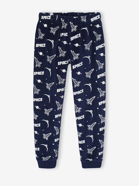 Pyjama  fluweel / velours  met raketprint voor jongens marineblauw - vertbaudet enfant 