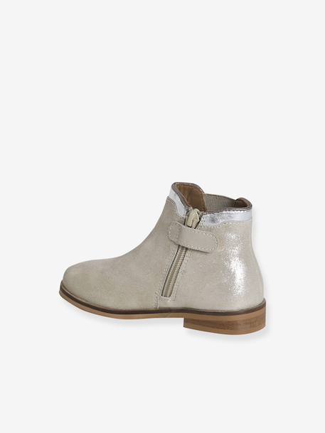 Leren meisjeslaarzen met rits en elastiek goud+kameel+marineblauw+zwart - vertbaudet enfant 