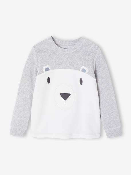 Pyjama garçon velours ours gris chiné - vertbaudet enfant 