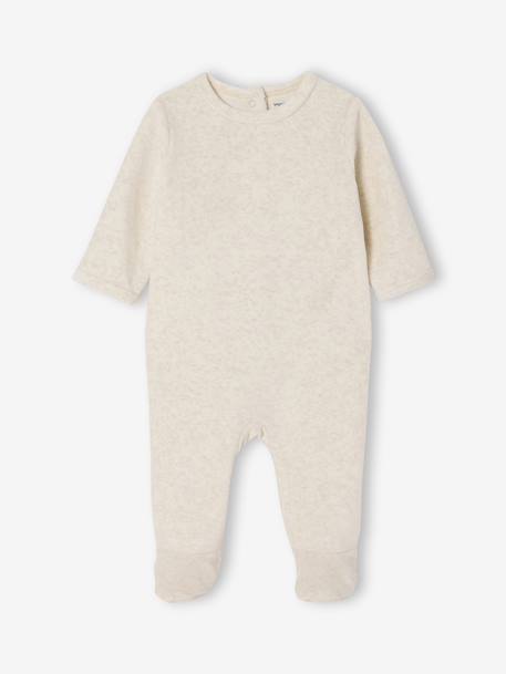 Set van 3 fluwelen babyslaappakjes BASICS cappuccino+kameel+rozen - vertbaudet enfant 