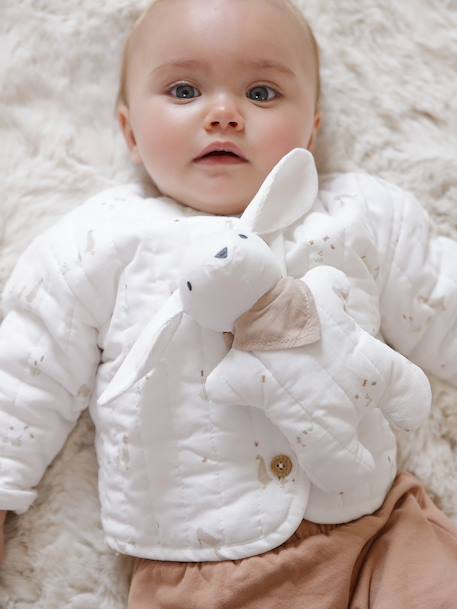 Babypakje jas gewatteerd in fluweel / velours + knuffels ecru - vertbaudet enfant 