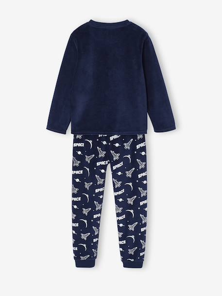 Pyjama  fluweel / velours  met raketprint voor jongens marineblauw - vertbaudet enfant 
