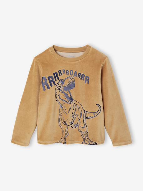 Set van 2 jongenspyjama's fluweel/velours Dino karamel - vertbaudet enfant 