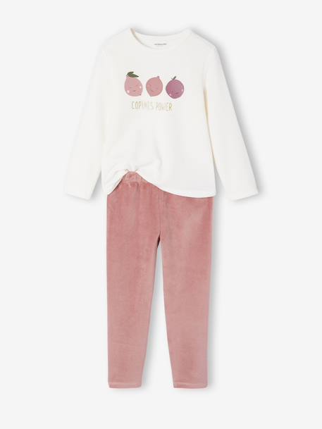 Lot de 2 pyjamas fille velours fruits écru - vertbaudet enfant 