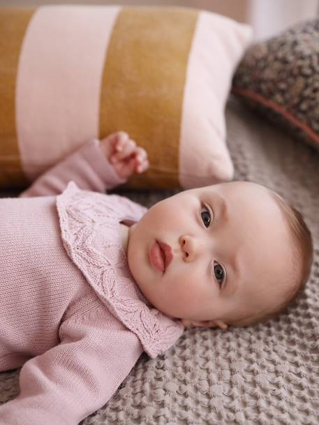 Babypakje met gebreide bloomer en panty's zachtpaars - vertbaudet enfant 