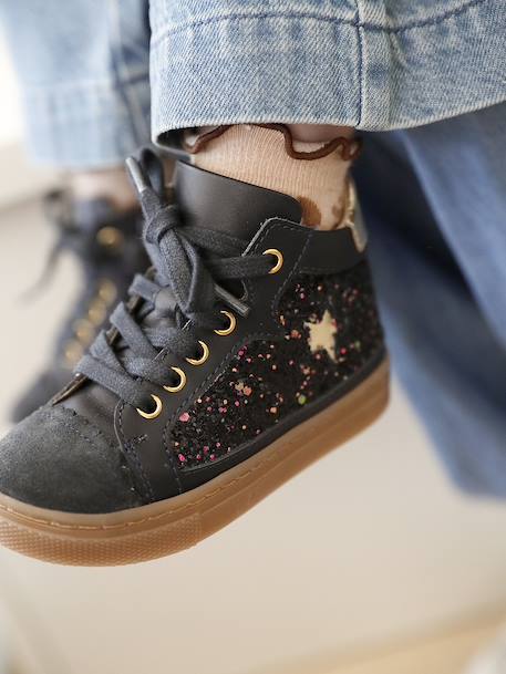 Baskets bébé fille cuir zippées marine - vertbaudet enfant 