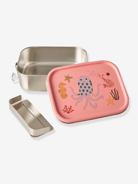 Petite boîte à goûter en inox CORAL OCEAN rice avec séparateur, 800 ml blush - vertbaudet enfant 