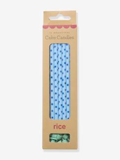 -Set van 10 lange verjaardagskaarsen STARS PRINT BLUE RICE 