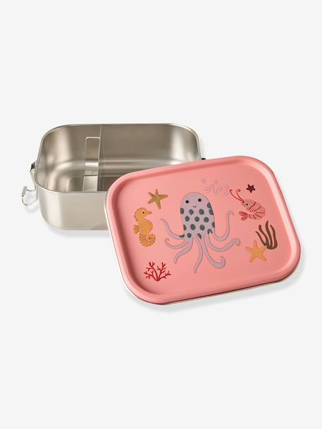 Petite boîte à goûter en inox CORAL OCEAN rice avec séparateur, 800 ml blush - vertbaudet enfant 