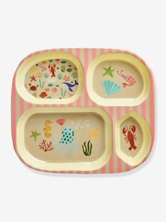 Puériculture-Repas-Vaisselle, coffret repas-Assiette-repas en mélamine pour enfants CORAL OCEAN rice