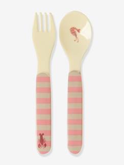 Puériculture-Repas-Cuillère et fourchette pour enfants en mélamine CORAL OCEAN rice