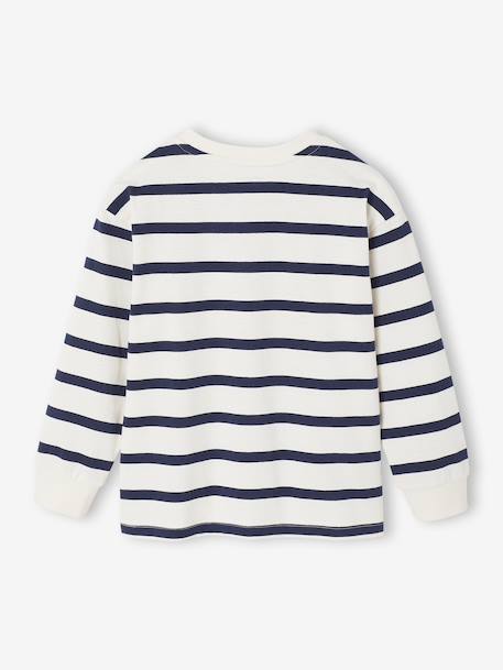 Tee-shirt rayé manches longues garçon bleu nuit+écru - vertbaudet enfant 