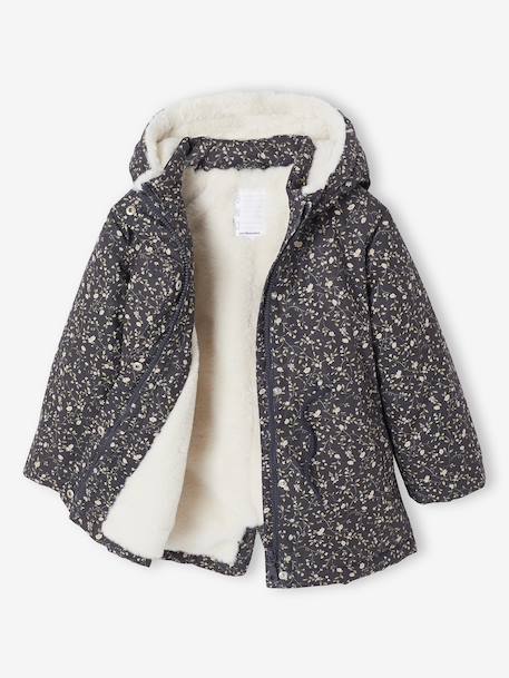 Parka fille à capuche romantique marine+vert - vertbaudet enfant 