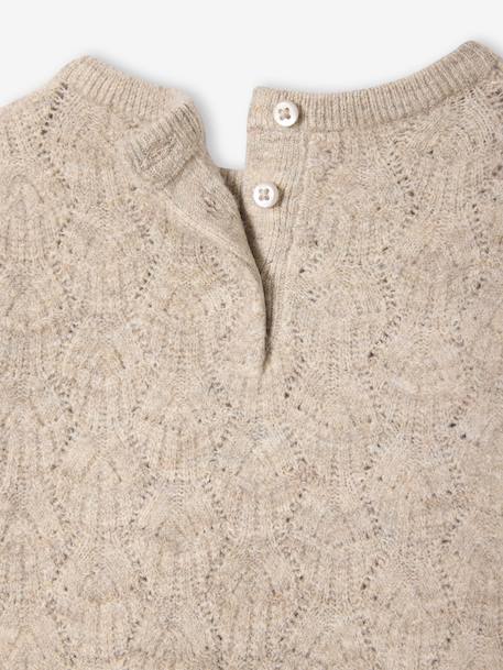 Pull bébé en tricot fantaisie ajouré beige chiné - vertbaudet enfant 