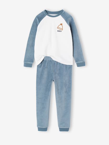 Set van 2 Pyjama's fluweel / velours Sneeuw Jongen groen - vertbaudet enfant 