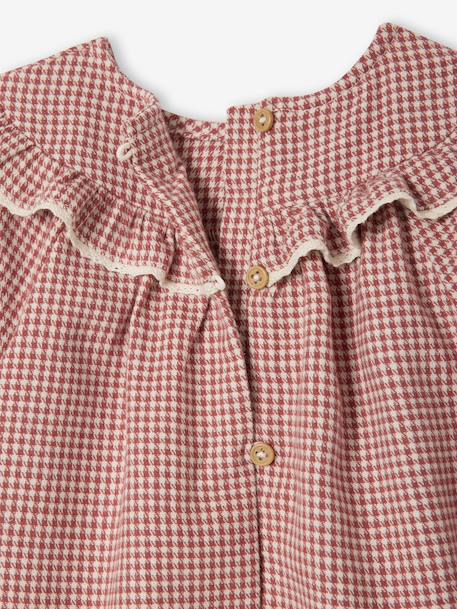 Flanellen babyjurk met vichyruiten ecru - vertbaudet enfant 