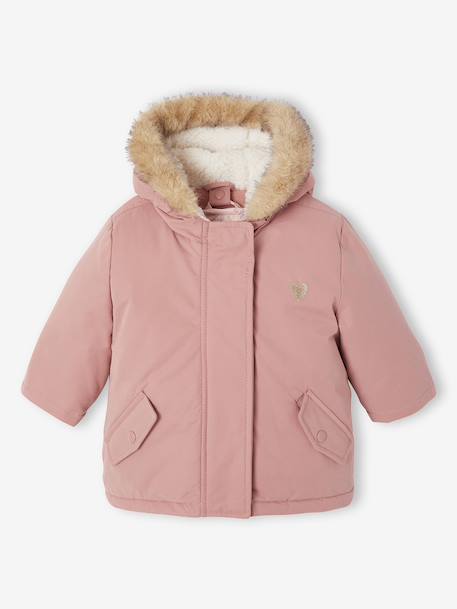 Parka + doudoune fine bébé 3 en 1 olive+vieux rose - vertbaudet enfant 