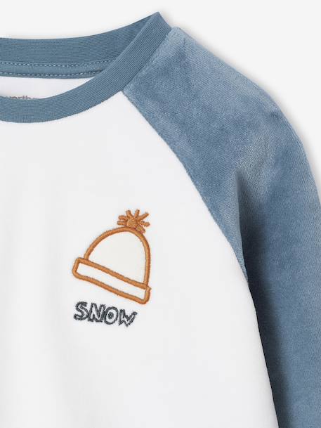 Set van 2 Pyjama's fluweel / velours Sneeuw Jongen groen - vertbaudet enfant 