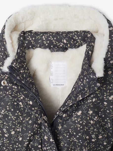 Parka fille à capuche romantique marine+vert - vertbaudet enfant 