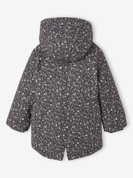 Parka fille à capuche romantique marine+vert - vertbaudet enfant 