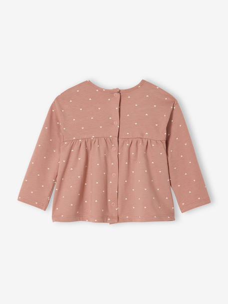 T-shirt imprimé manches longues bébé bio personnalisable vanille+vert sauge+vieux rose - vertbaudet enfant 