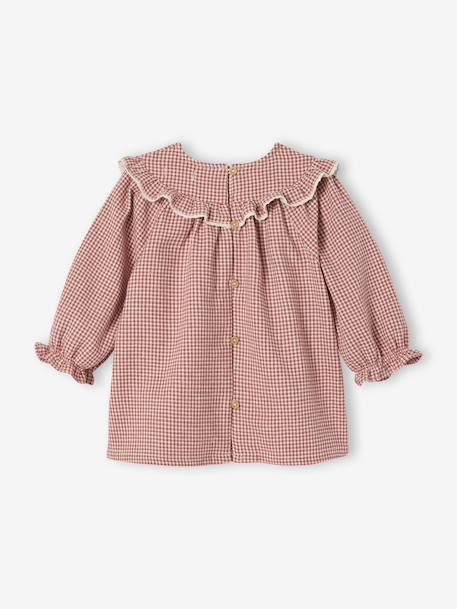 Flanellen babyjurk met vichyruiten ecru - vertbaudet enfant 