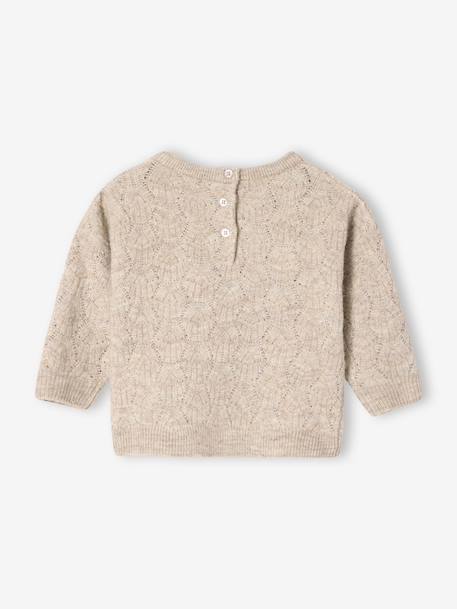 Pull bébé en tricot fantaisie ajouré beige chiné - vertbaudet enfant 