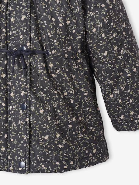 Parka fille à capuche romantique marine+vert - vertbaudet enfant 