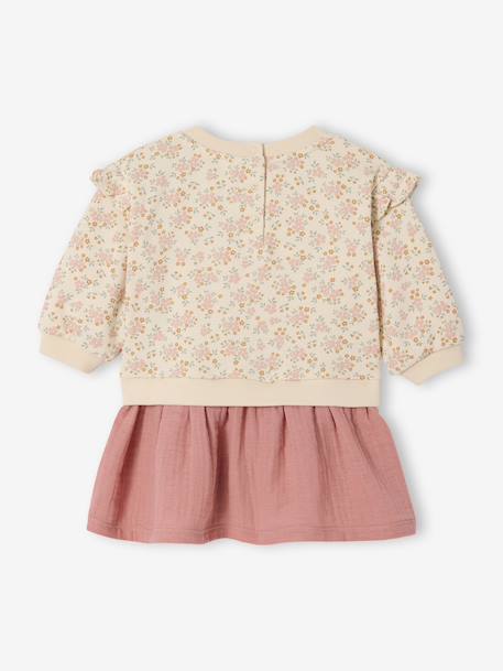 Robe bi-matière manches longues vieux rose - vertbaudet enfant 