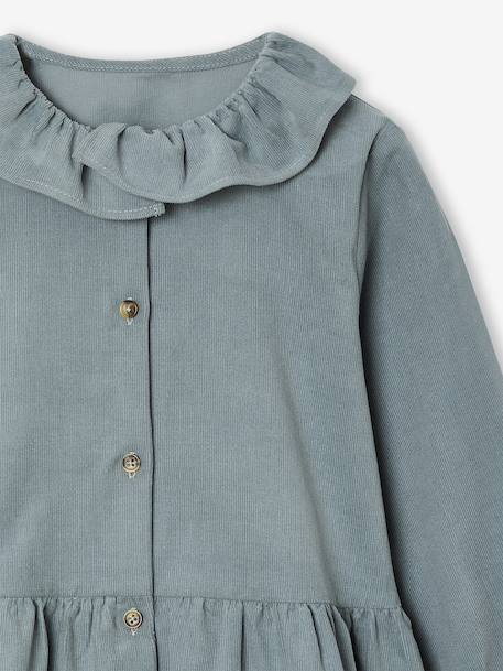 Robe en velours milleraies fille anthracite+vert sauge - vertbaudet enfant 