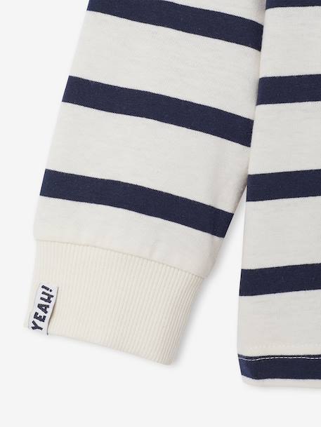 Gestreept T-shirt met lange mouwen voor jongens ecru+nachtblauw - vertbaudet enfant 