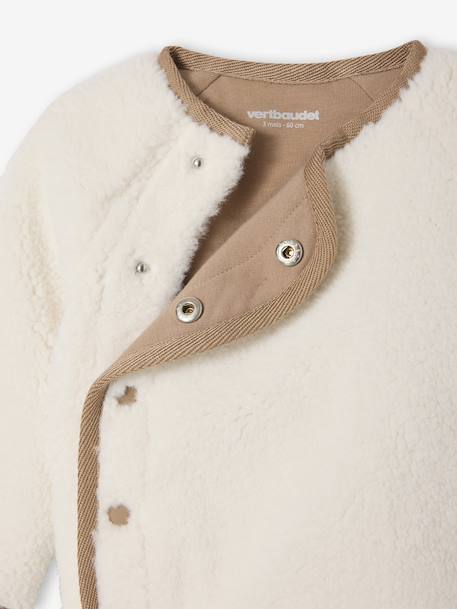 Pull naissance en sherpa boutonné devant écru - vertbaudet enfant 