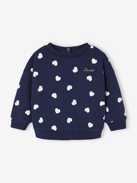 Ensemble bébé fille 3 pièces sweat + legging + bandeau personnalisable beige poudré+marine - vertbaudet enfant 