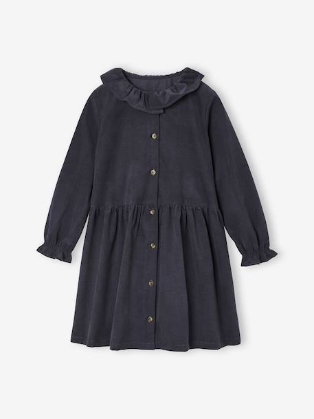 Robe en velours milleraies fille anthracite+vert sauge - vertbaudet enfant 