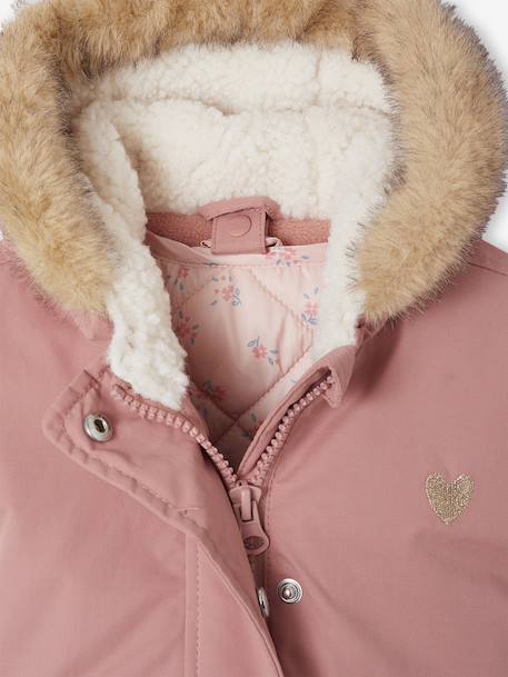 Parka + doudoune fine bébé 3 en 1 olive+vieux rose - vertbaudet enfant 