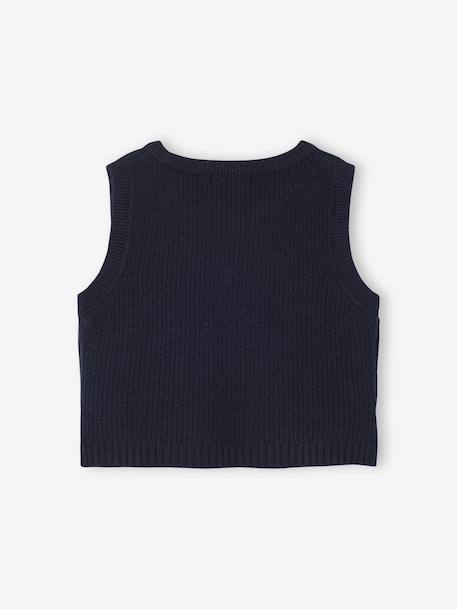 Mouwloze trui baby ecru+marineblauw - vertbaudet enfant 