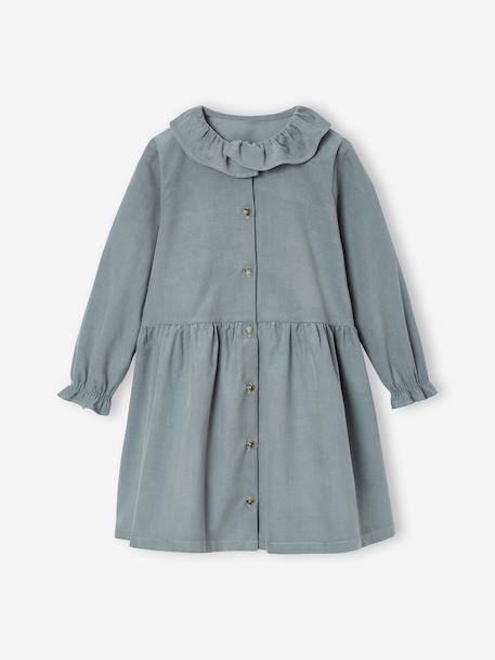 Robe en velours milleraies fille anthracite+vert sauge - vertbaudet enfant 