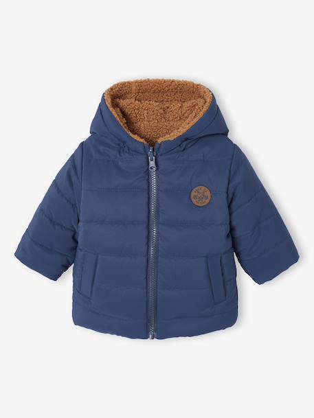 Doudoune à capuche bébé réversible marine - vertbaudet enfant 