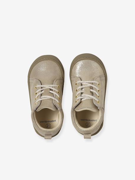 Bottillons bébé lacés cuir premiers pas or - vertbaudet enfant 
