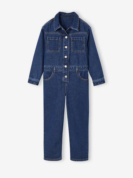 Combinaison fille jean style worker bleu moyen - vertbaudet enfant 