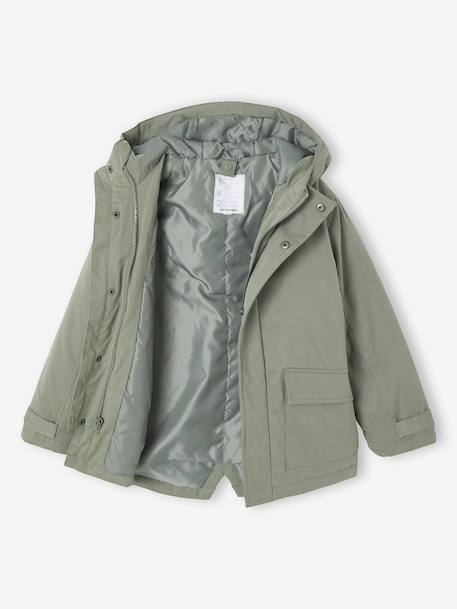 Parka garçon 3 en 1 blouson amovible bleu grisé+kaki+lichen+Marine grisé+noix de pécan - vertbaudet enfant 