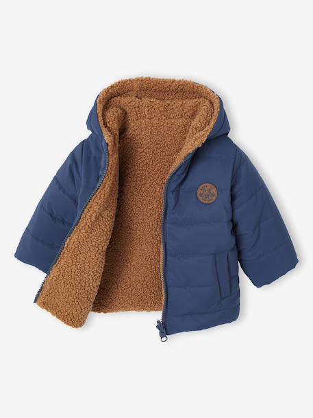 Doudoune à capuche bébé réversible marine - vertbaudet enfant 