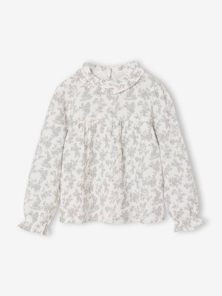 Ensemble fille robe chasuble en velours et blouse gaze coton bleu pétrole - vertbaudet enfant 