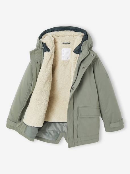 Parka garçon 3 en 1 blouson amovible bleu grisé+kaki+lichen+Marine grisé+noix de pécan - vertbaudet enfant 