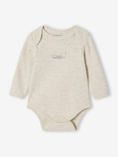 Lot de 3 bodies naissance avec ouverture américaine beige chiné - vertbaudet enfant 