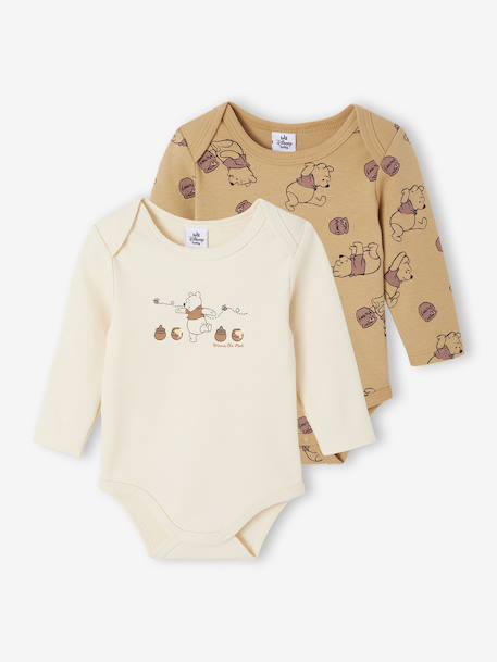 Lot 2 Bodies Winnie Manches Longues Naissance Garçon cappuccino - vertbaudet enfant 