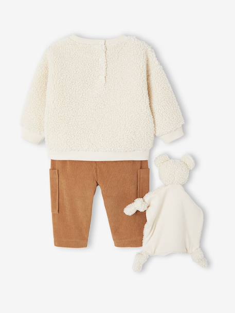 Coffret bébé sweat-shirt + pantalon + doudou caramel - vertbaudet enfant 